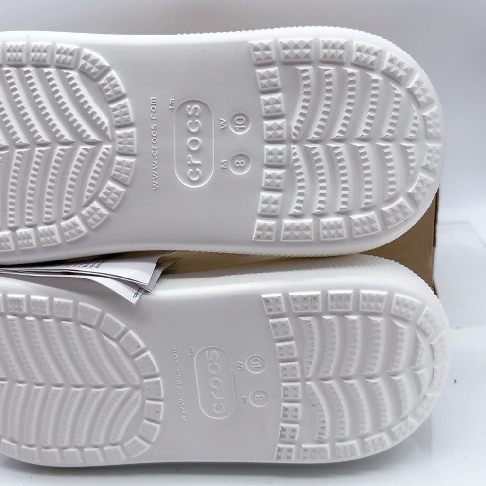 Crocs Classic Crush Platform White Perforated Slip On Clog Shoes Womens US 10 - Picture 9 of 10